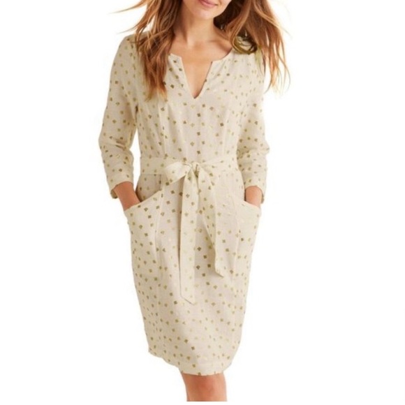 Boden Dresses & Skirts - Boden Ivory Dress with Gold Floral Accents new